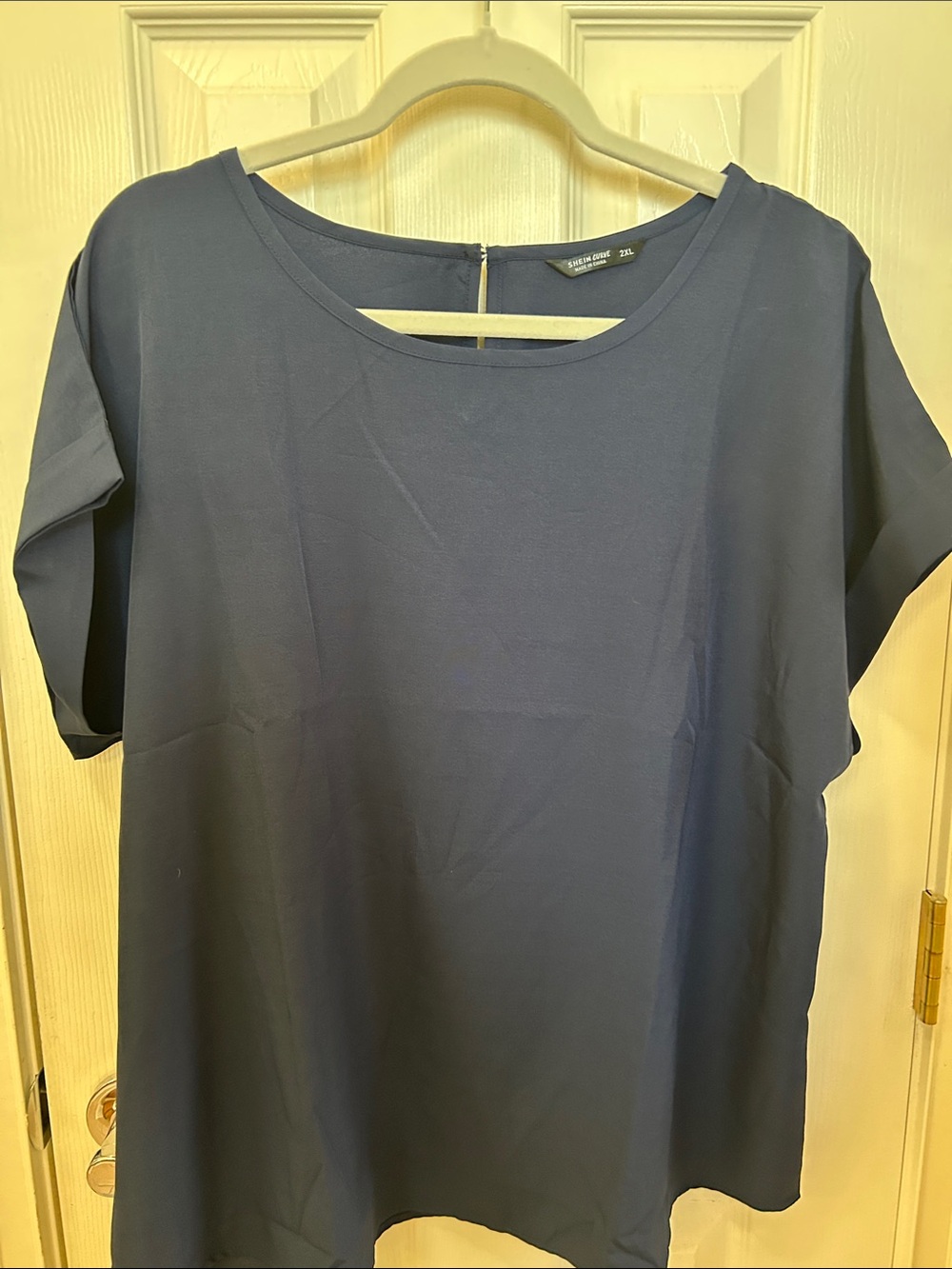 SHEIN Navy Short-Sleeve Round Neck Top